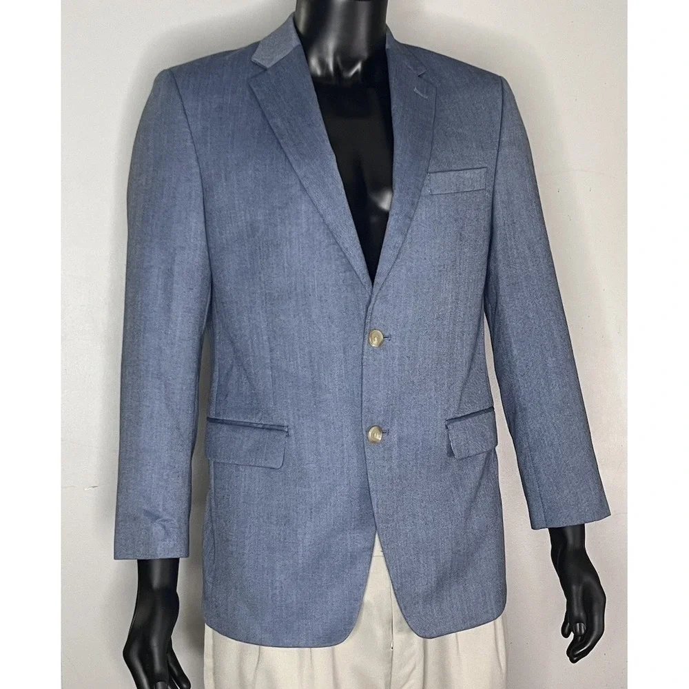 Lauren Ralph Lauren Men's Sport Coat Blazer 38R Blue Chambray 2-Button Textured